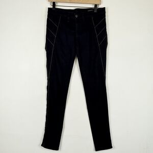 Rag & Bone Blue Midnight Dark Wash Pleather Trim Moto Skinny Jeans Women's Sz 28